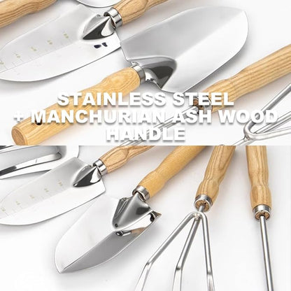 12-Piece Heavy Duty Stainless Steel Gardening Tools Kit with Storage Organizer Handbag & Tool Apron - All-in-One Premium Garden Gift Set for Women/Men