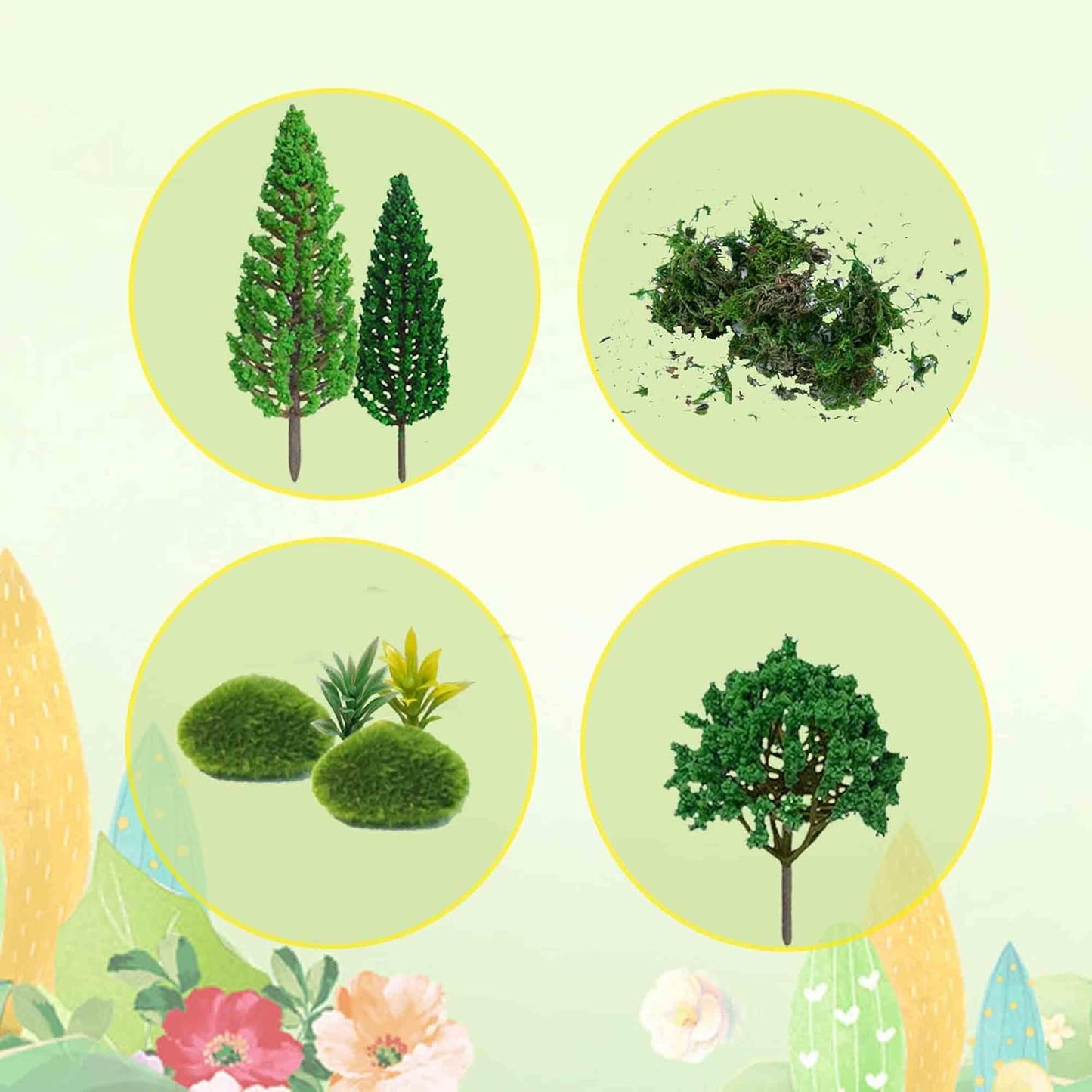 30 Pieces Model Trees Mixed 1.7-6 inch Fake Miniature Trees and Artificial Moss Rocks Diorama Architecture Mini Tress for Crafts Building Model Railway Scenery Landscape Supplies