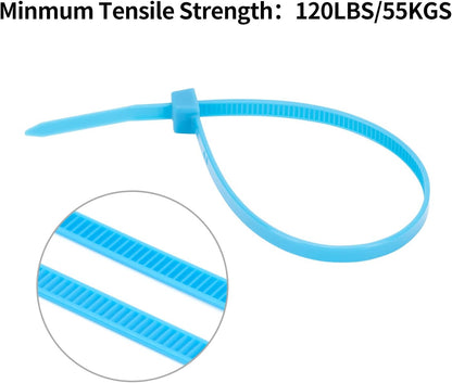 XINGO 100 PCS 12 inch Cable Zip Ties Heavy Duty,120 lbs Tensile Strength, Self-Locking Premium Nylon Zip Ties for Indoor and Outdoor Use (Sky Blue)