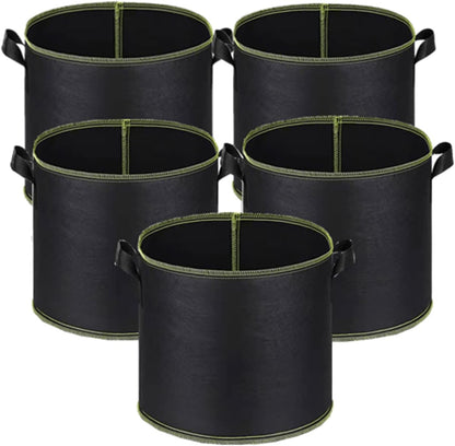 5-Pack 3 Gallon Grow Bags Heavy Duty 300G Thickened Nonwoven Fabric Pots Plant Grow Bags with Handles,for Low Stress Plant Training Fruits, Vegetables, and Flowers(Black)