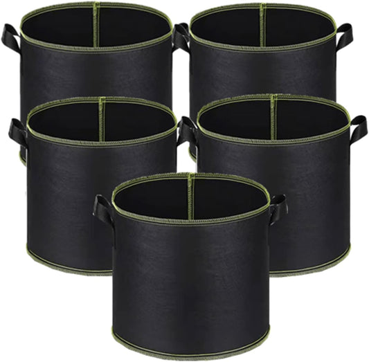 5-Pack 10 Gallon Grow Bags Heavy Duty 300G Thickened Nonwoven Fabric Pots Plant Grow Bags with Handles