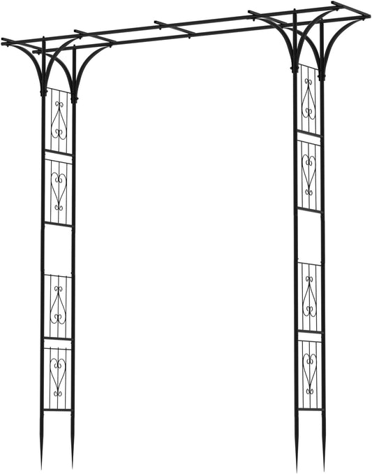 OUSHENG 7FT Garden Arch Arbor, Steel Frame Stand Trellis for Climbing Plants, Outdoor Archway Gate for Wedding Ceremony Decoration Party Vines Lawn Courtyard Patio Backyard