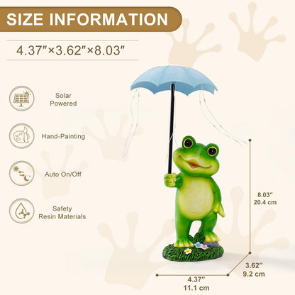 Solar Frog Garden Statue for Outside - Outdoor Decor Funny Hold Umbrella Lights for Lawn Yard Balcony Home : Best Garden Gifts for Mom