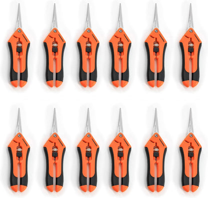 6 Packs Garden Pruning Shears with Straight Blades Trimming Scissors, Gardening Hand Pruning Snips Titanium Coated Precision Bonsai Pruning Shears, Convenient Flower Cutters (Orange)