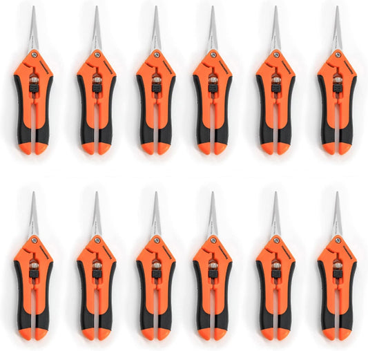 3 Packs Garden Pruning Shears with Straight Blades Trimming Scissors, Gardening Hand Pruning Snips Titanium Coated Precision Bonsai Pruning Shears, Convenient Flower Cutters (Orange)