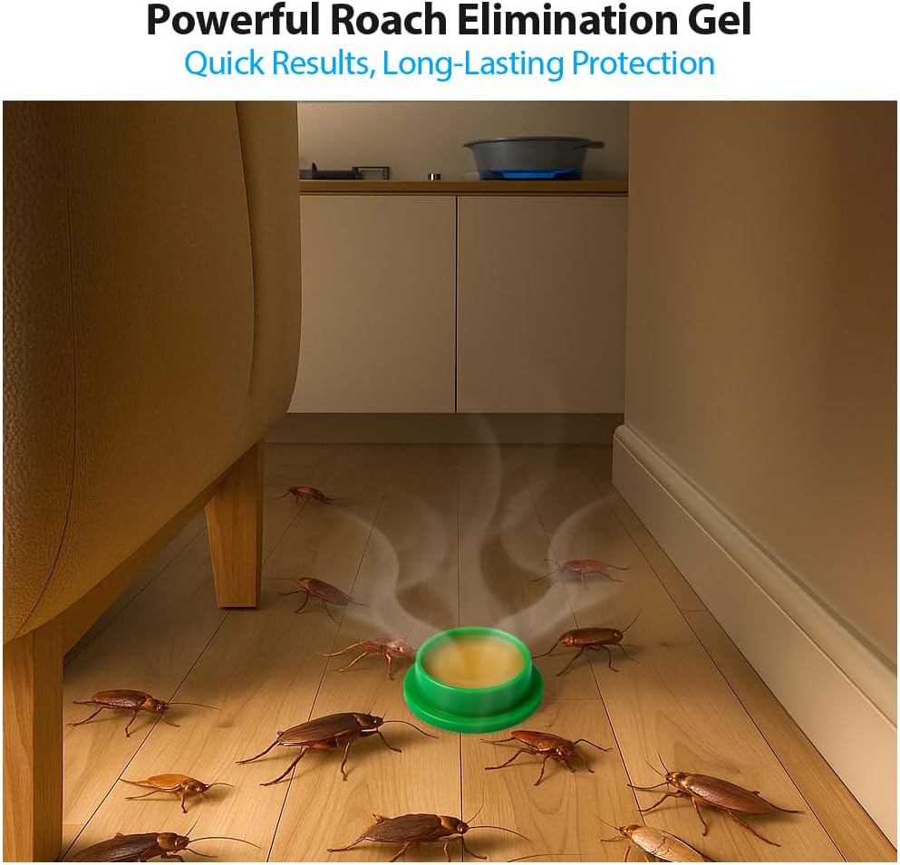 12 Pack Roach Killer Indoor Infestation Roaches Gel Bait Stations, Powerful Cockroach Killer Indoor Home for Roach Infestation, Long-Lasting & Effective Cockroach Gel Bait, Easy to Use & No Mess
