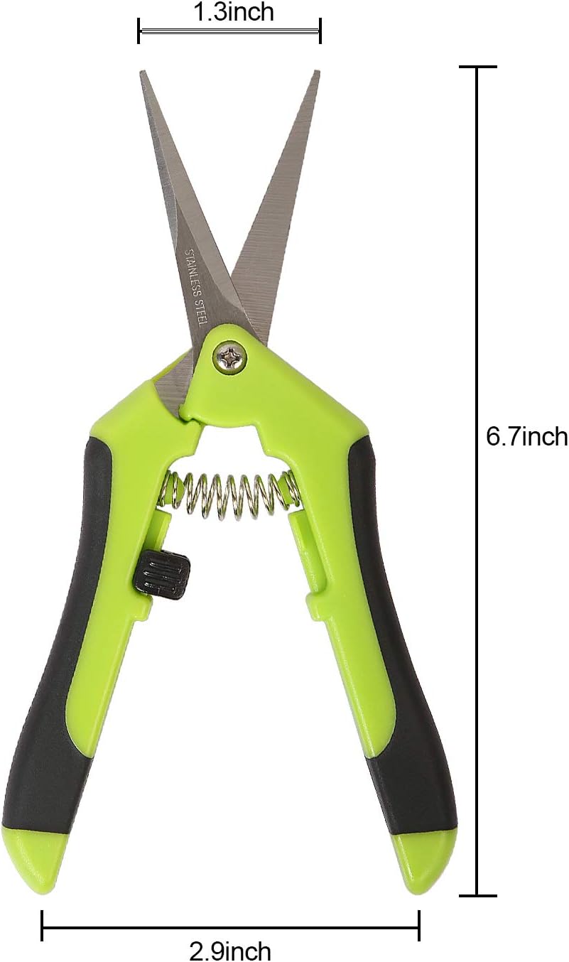 KEILEOHO 12 Pack 6.5 Inch Bud Trimming Scissors, Professional Stainless Steel Gardening Hand Pruners Micro-Tip Pruning Snips with Straight Blades for Trimming Garden Herb Plants Flowers