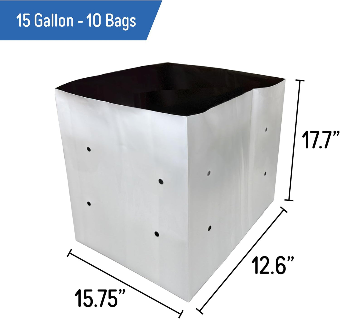 A.A 15 Gallon Grow Bags Black and White Poly Nursery Bags for Plants, Tree Grow, Greenhouse (10 Pack)