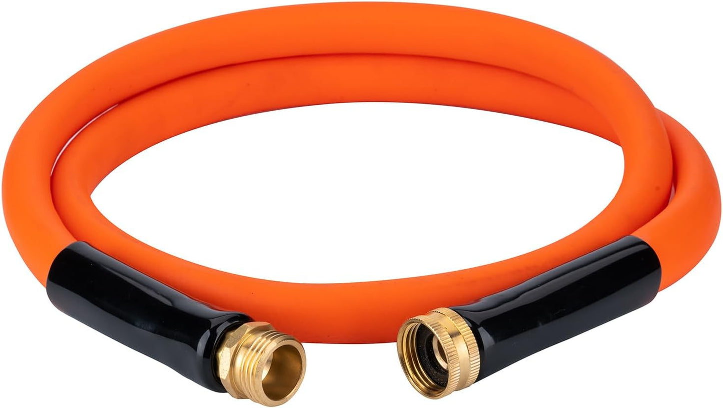 EASTRANS Short Garden Hose 5 ft x 5/8", Heavy Duty Orange Water Hose with 3/4" Solid Brass Connector, Flexible, Lightweight, Durable, Male to Female