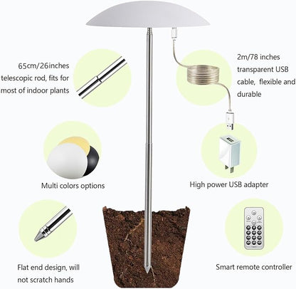 LED Grow Lights for Indoor Plants, Smart USB Small Full Spectrum Plant Lights with Remote, Height Adjustable, Auto On/Off Timer, Ideal for Home Decoration