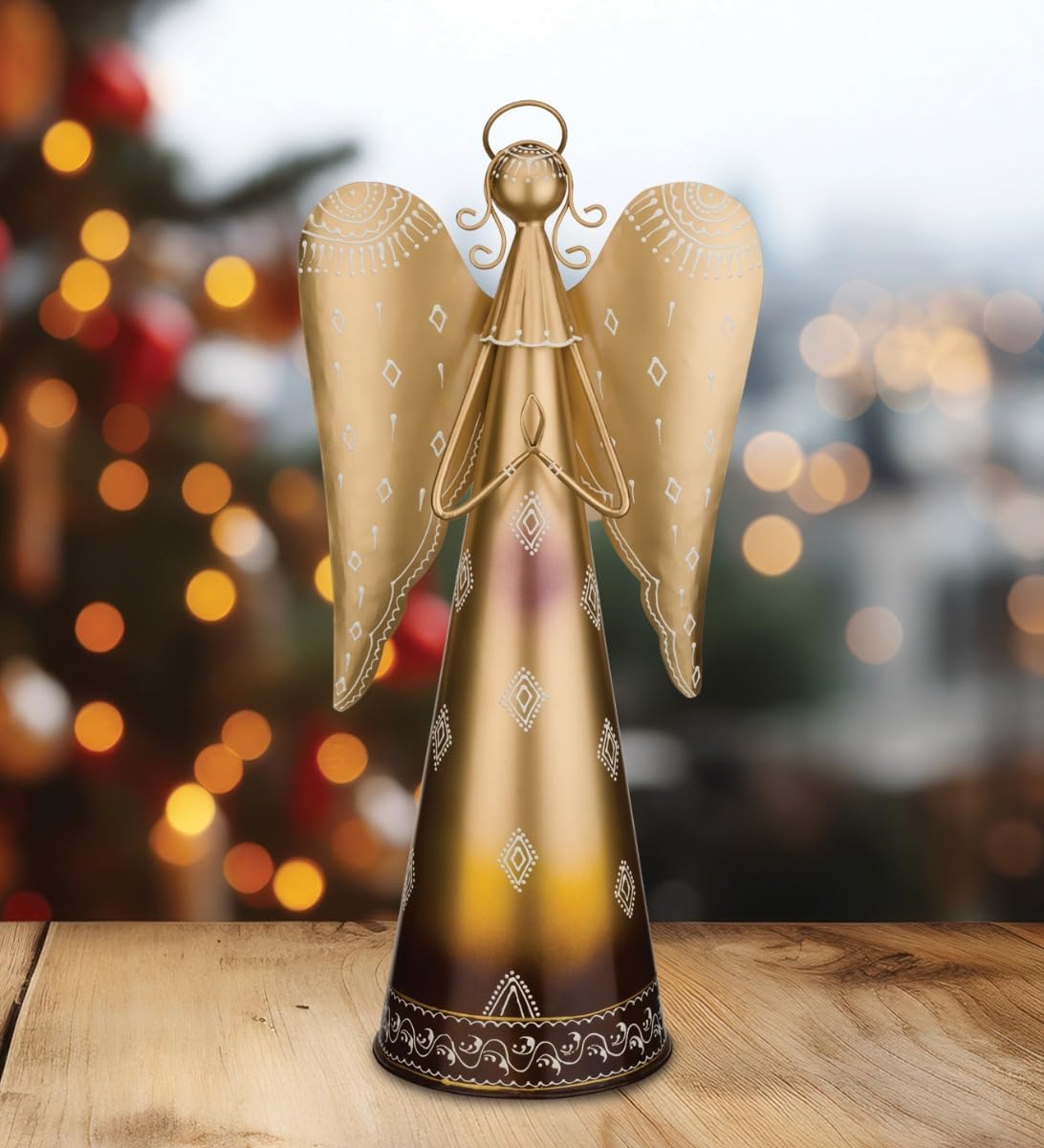 Regal Art & Gift Angel Statue - Metal Indoor/Outdoor Garden Statue Deals, Elegant Garden Decor, Beautiful Gifts for Women, Exquisite Angel Statues for Garden, 23-Inch, Gold