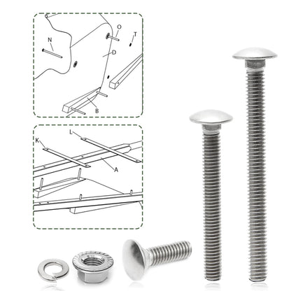 5/16-18 Carriage Bolts Set 40pcs Wheelbarrow Handles Replacement Kit 304 Stainless Steel Nut and Bolt Set Assortment Kit Compatible for Jackson Wheelbarrow Rebuild, Furniture Repair, Wood Joining