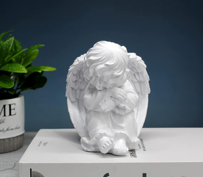 Praying Angel Figurine, Waterproof Angel Wings Statue, Garden Memorial Angel, Resin Praying Angel Figurine for Home Decor or Garden