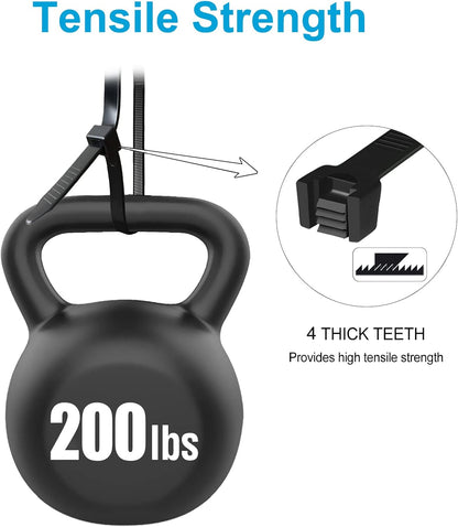 Long Zip Ties Heavy Duty 24 inch, Large Zip Ties with 200 lbs Tensile Strength, Big Cable Ties, Black, 250 Pack, by GAIIAN