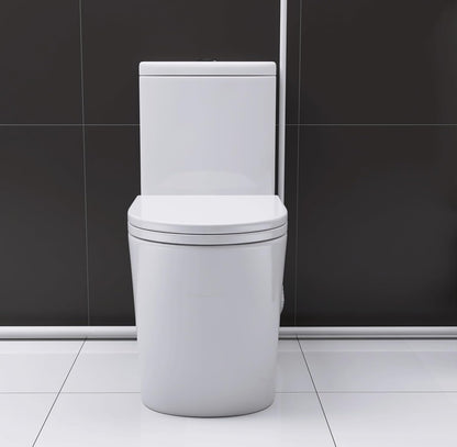 WinZo 450W Macerator Pump Toilet For Basement,Elongated 17-inch Tall Comfort Seat,Powerful Macerating Toilet System With 3 Water Inlet & Ac Vent
