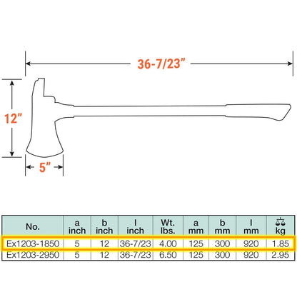 CS Unitec | Non-Sparking Pick Head Axe | 4 lbs. | TUV Certified | Copper Beryllium | Non-Magnetic | Corrosion Resistant | EX1203-1850B