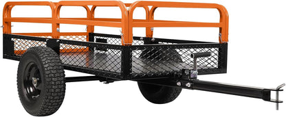 Heavy Duty Tow Behind Dump Cart - 1500 Lb Capacity 15 Cu.Ft Steel Utility Trailer, Removable Sides, Foot-Operated Dump for ATVs, UTVs, Lawn Mowers, Garden Yard