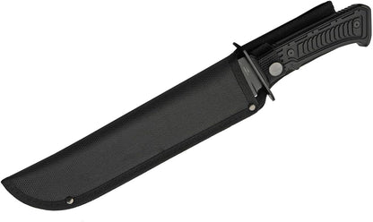 SZCO Full Tang Tactical Bowie Knife 15 Inch - Black Camping Knife with Rubber Handle, Stainless Steel Blade & Sheath - Pocket Knife for Hunting, Camping & Outdoor Uses - Knives for Men