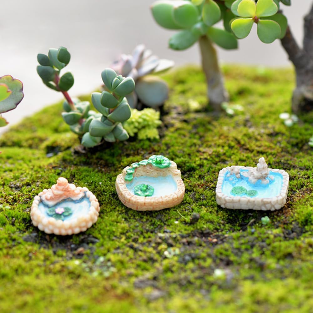 Fairy Garden Pond 15 Pack Mini Pond for Fairy Garden Accessories Outdoor Small Ponds Miniature Figurines Zen Gardens Terrarium Decor Little Statues Brown