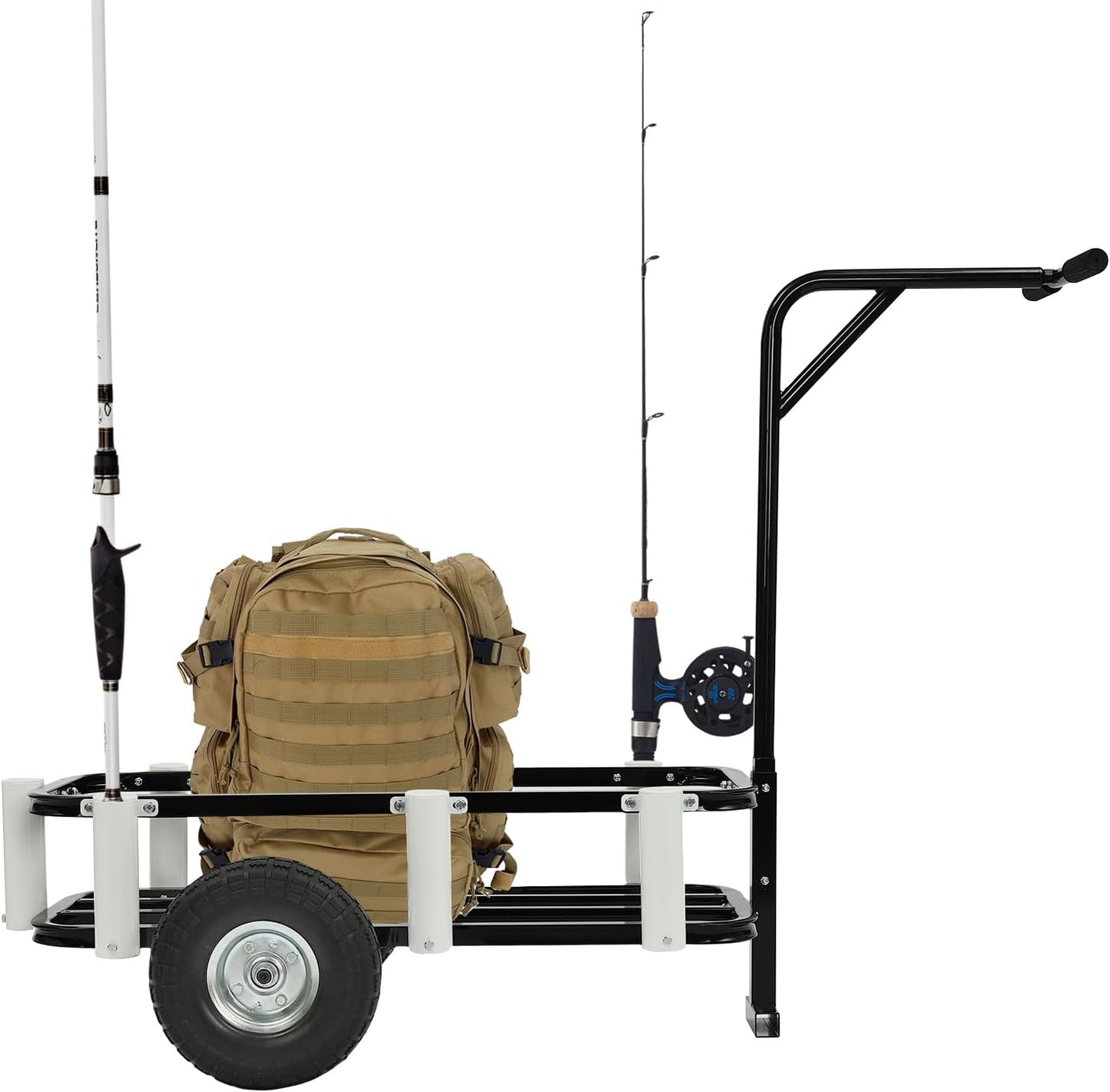 Beach Fishing Cart, 200 LBS Foldable Fishing Cart with Big Wheels, Heavy-Duty Aluminum Pier Wagon Trolley for Beach & Outdoors
