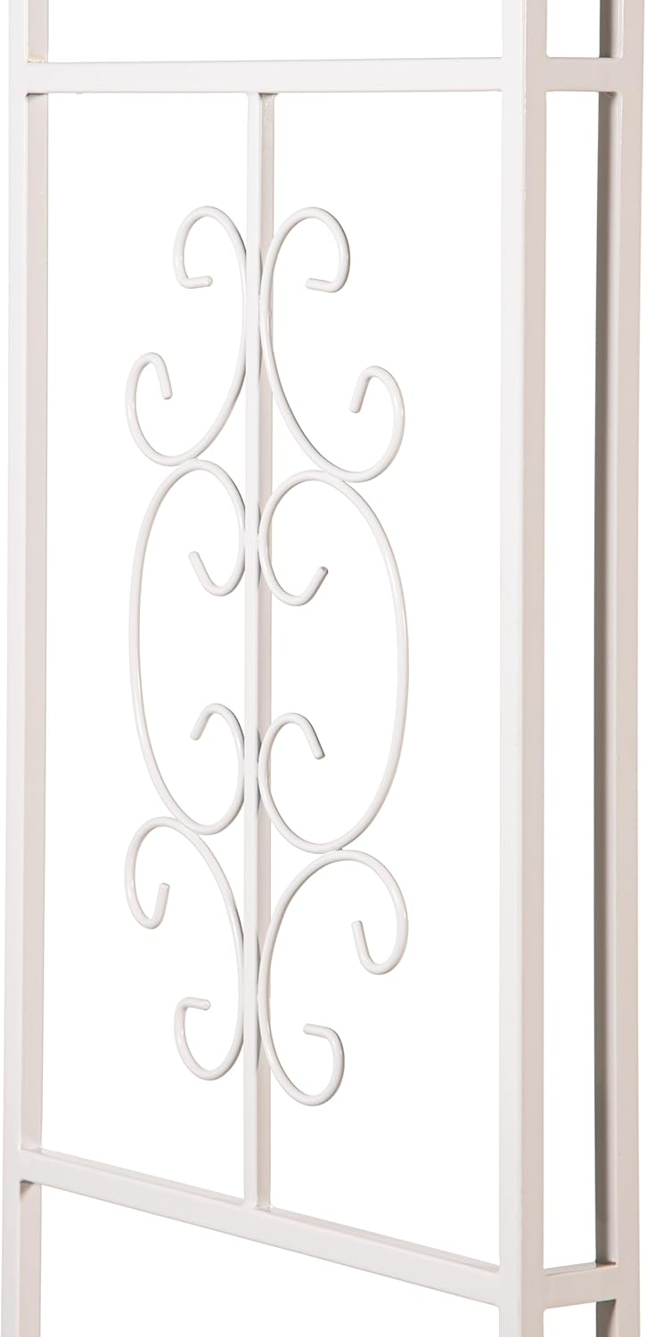 Evergreen Plow & Hearth Montebello White Garden Arbor - 7 Feet Tall | Slim Metal Arch with Iron Trellis for Climbing Plants | Elegant Wedding Arbor | Outdoor Patio & Garden Decor