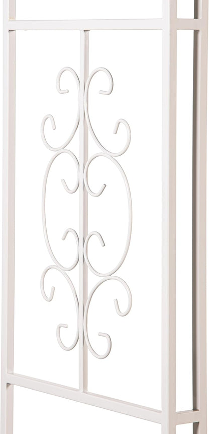 Evergreen Plow & Hearth Montebello White Garden Arbor - 7 Feet Tall | Slim Metal Arch with Iron Trellis for Climbing Plants | Elegant Wedding Arbor | Outdoor Patio & Garden Decor