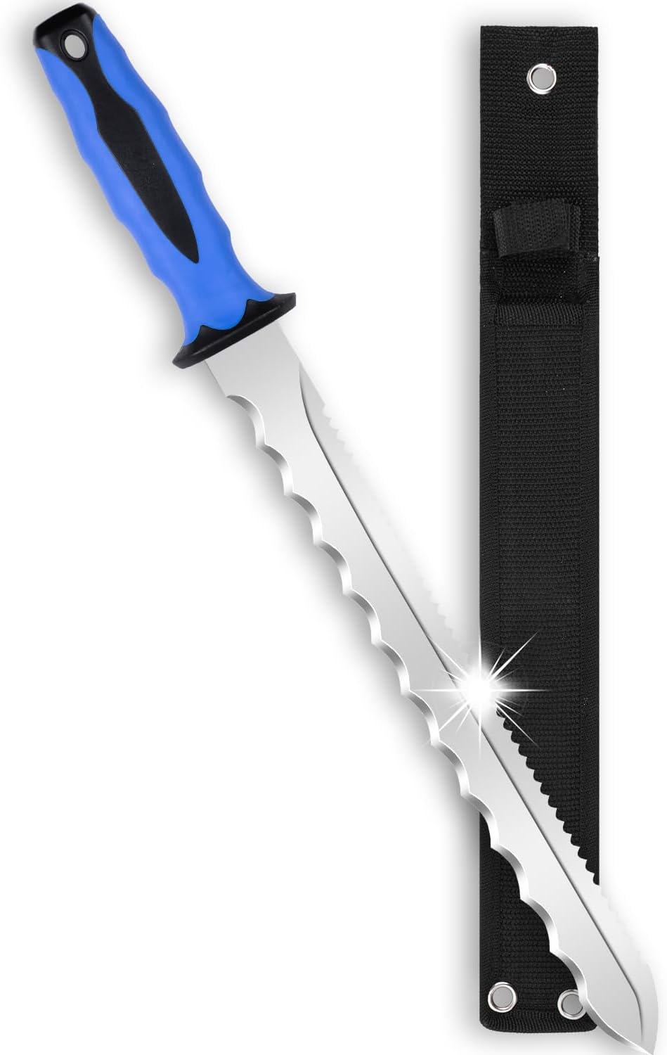 Sod Cutter knife: Stainless Steel Garden Knife 11.14-inch sharp blade, double-edged sod knife for outdoor, Lawn Repair, easy to carry (new blue)