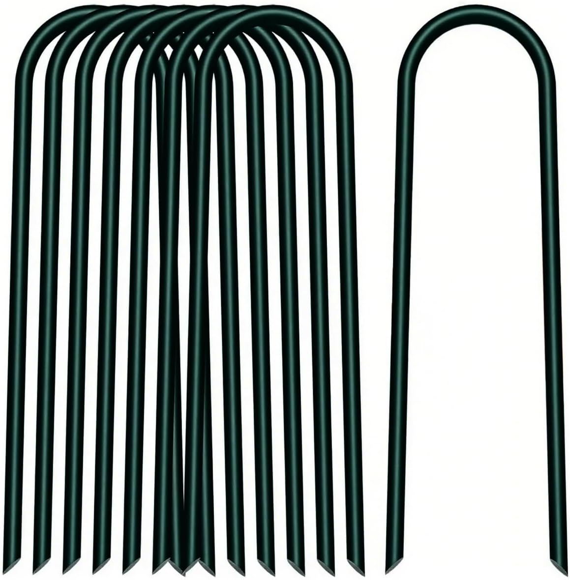 8 inch 20 Pack U Shape Green Garden Stakes,11 Gauge Garden Pins,U-Shaped Tent Stakes,Galvanized Landscape Staples for Yard Lawn,Tube, Landscape Fabrics,Irrigation Hose and Weed Barriers.
