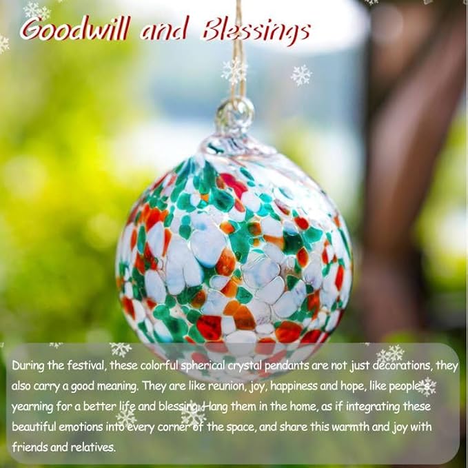 4" Blown Glass Gazing Ball Hanging Friendship Balls for Garden Patio Window Decoration Unique for Mom Wife