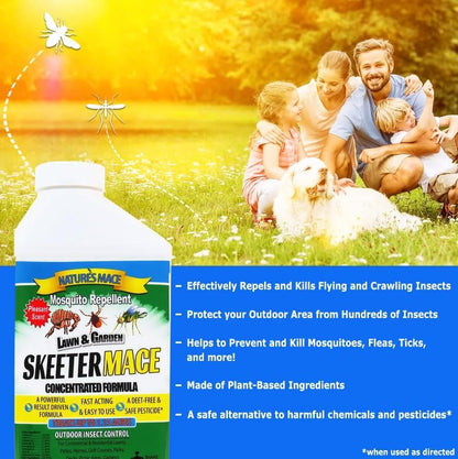 Nature’s MACE Outdoor Pest Repellent Spray – Kills & Repels Multiple Insect Types – Treats Lawns, Shrubs, and Patios – Safe for Family, Pets, and Plants – Essential Oil Formula with Fresh Scent – 40oz