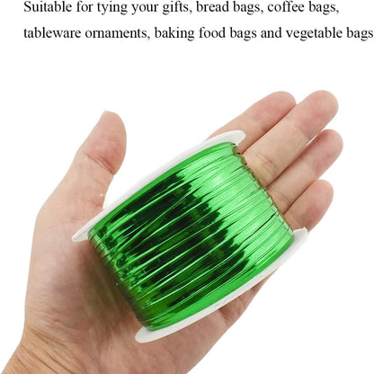 HAHIYO 100Yards/300Feet/91M Green Metal Twist Ties Bread Candy Coffee Bag Ties Plant Garden Twist Ties for Cellophane Treat Bag Gift Wraping Bag Plastic Bag Halloween Party Cake Present Art Craft