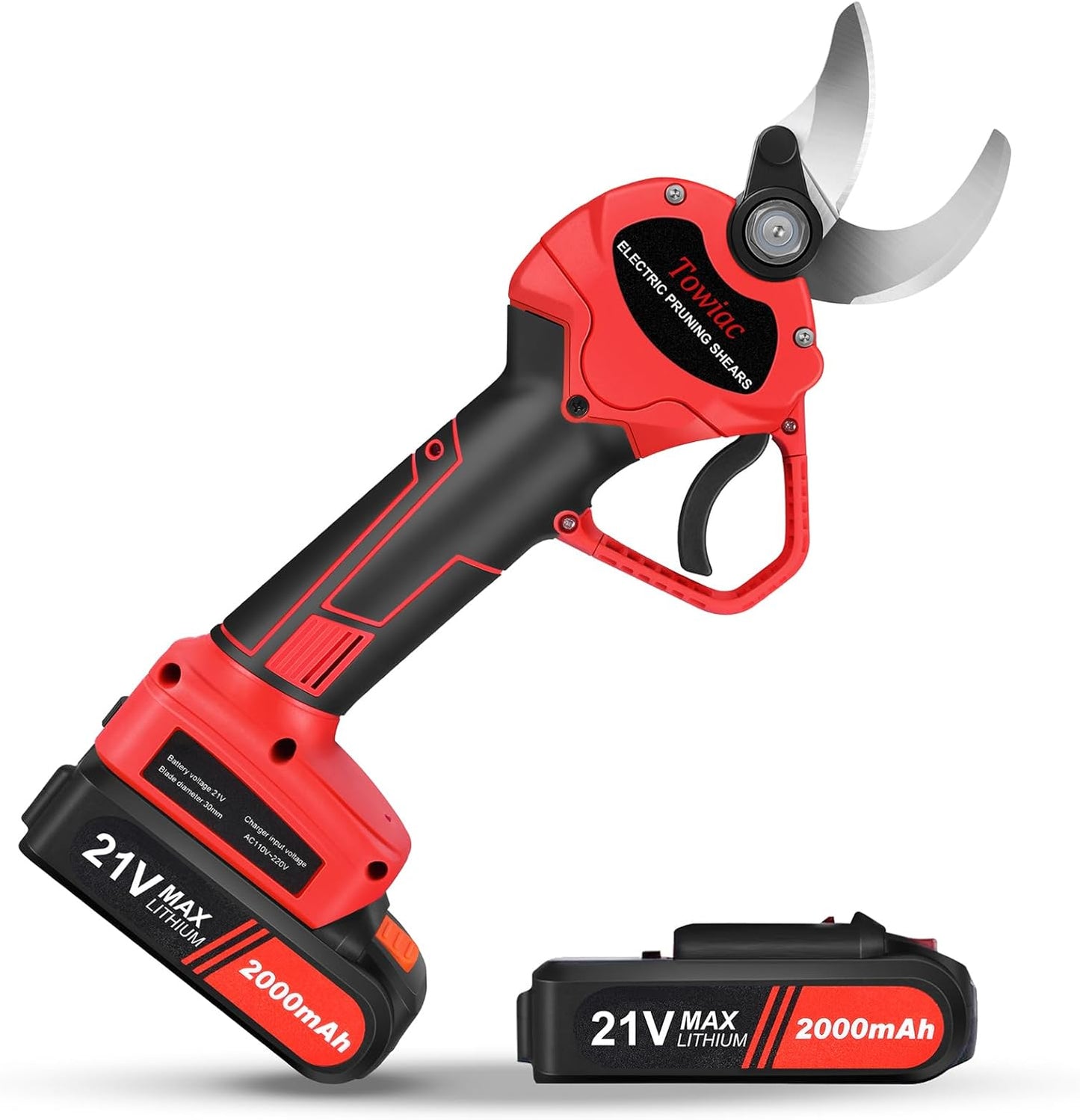 Electric Pruning Shears，Professional Cordless Tree Branch Pruner with 2PCS Lithium Battery and Matching Tools，30mm (1.2″) Cutting Diameter