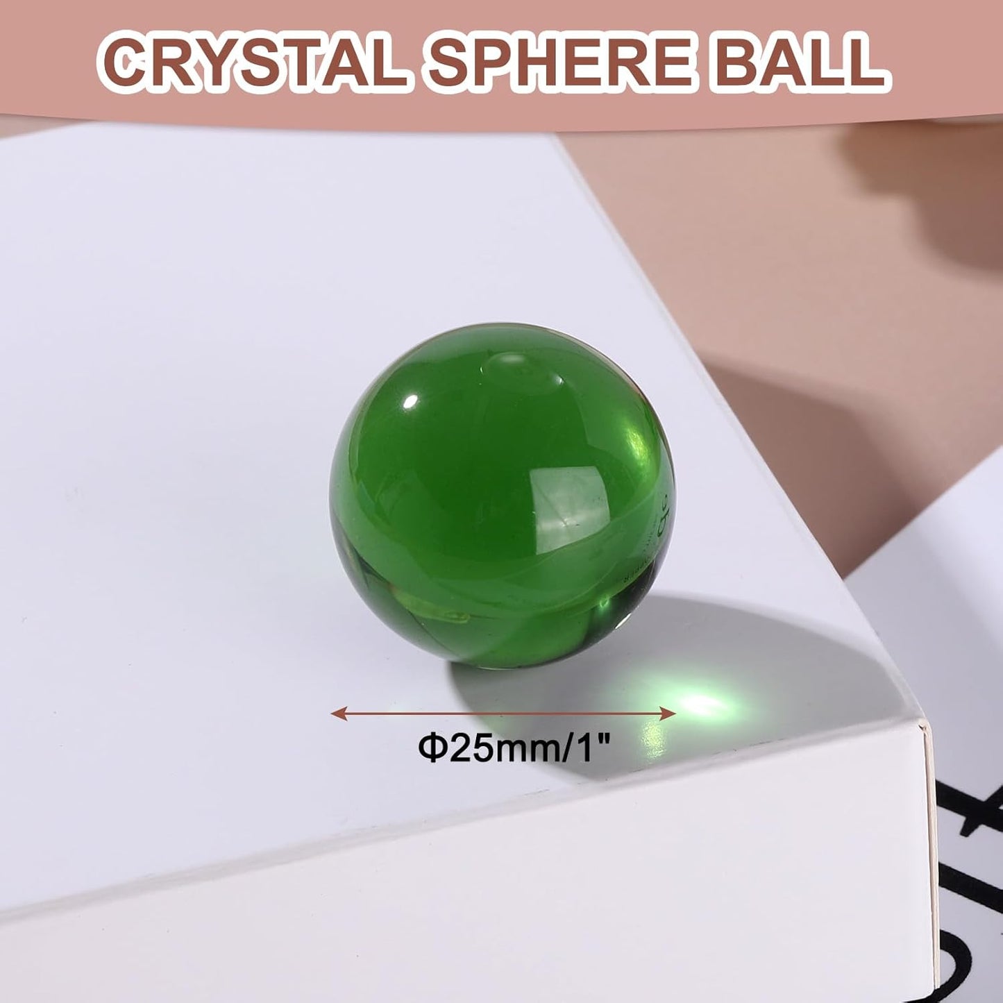 uxcell 25mm/1" Crystal Sphere Ball Glass Solid Decorative Sphere Crystal Ball Prop Ornament for Feng Shui Divination Fortune Telling Tabletop Fountain Decoration, Green