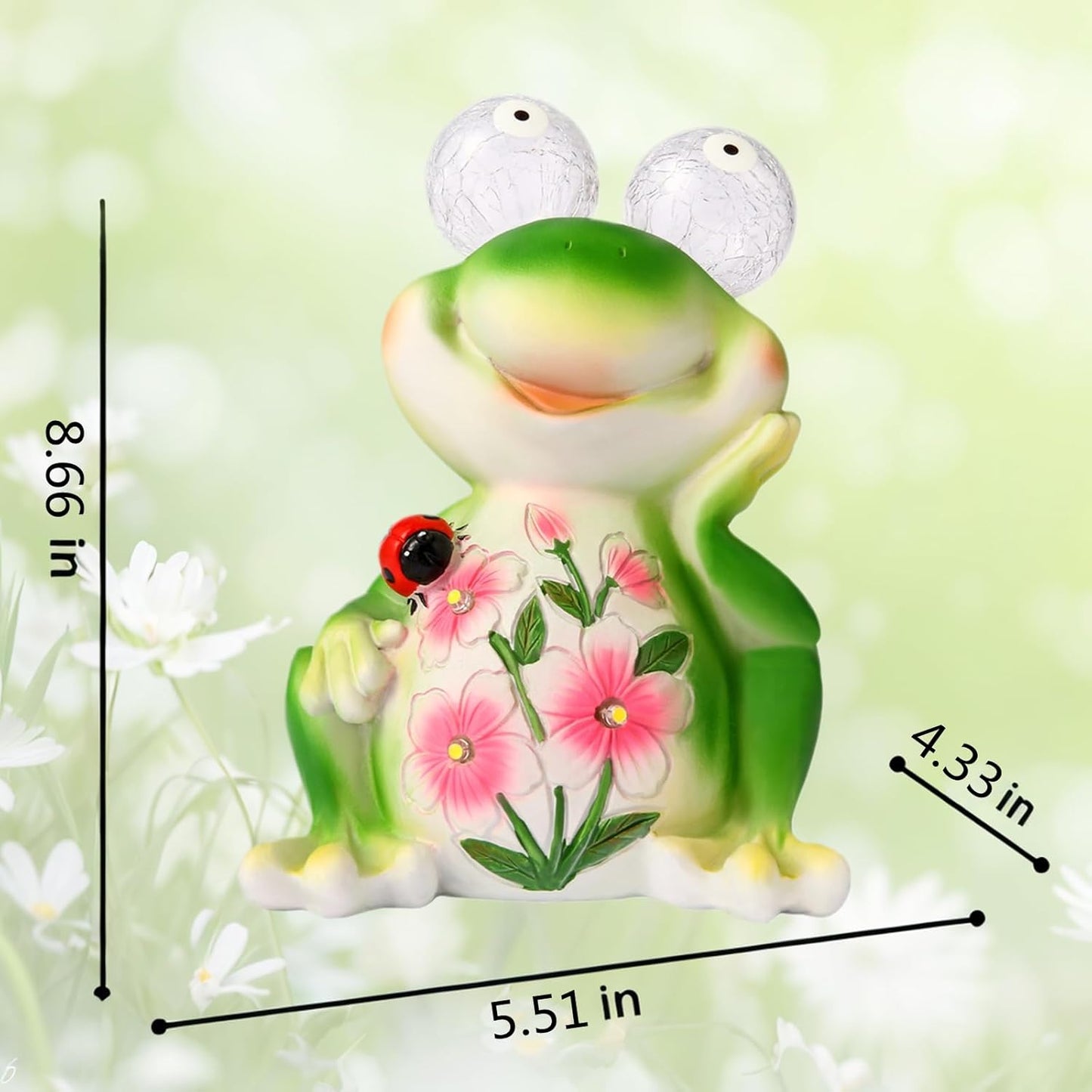 ASTRAEUS Solar Frog Statue Garden Light Figurine Outdoor Decor with 5 LED Lights Lawn Decor Statue Unique Christmas Birthdays Housewarming Gift for Patio, Balcony, Yard