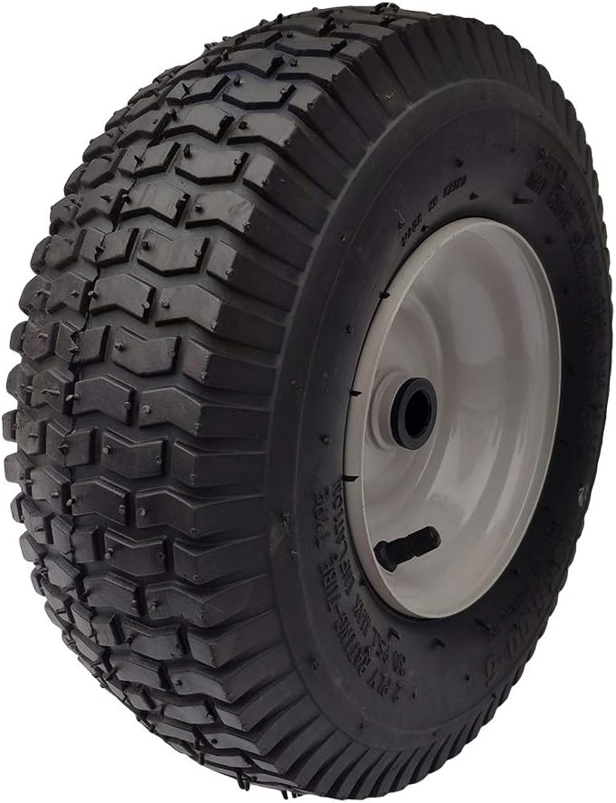 2 Pack 13x5.00-6 Lawn Tractor Pneumatic wheel,Wheelbarrow tire Turf Tread,3.13" hub length with steel rim,Flange ID 0.76''