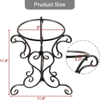 9" Metal Gazing Ball Stand, Scroll Gazing Globe Stand for 10 or 12 Inches Garden Gazing Globes, Indoor/Outdoor Gazing Ball Display Holder, Black
