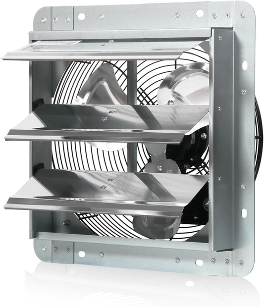 JVO 12 Inch Shutter Exhaust Fan 1450 CFM High-Powered Ventilation, Ideal for Attics, Greenhouses