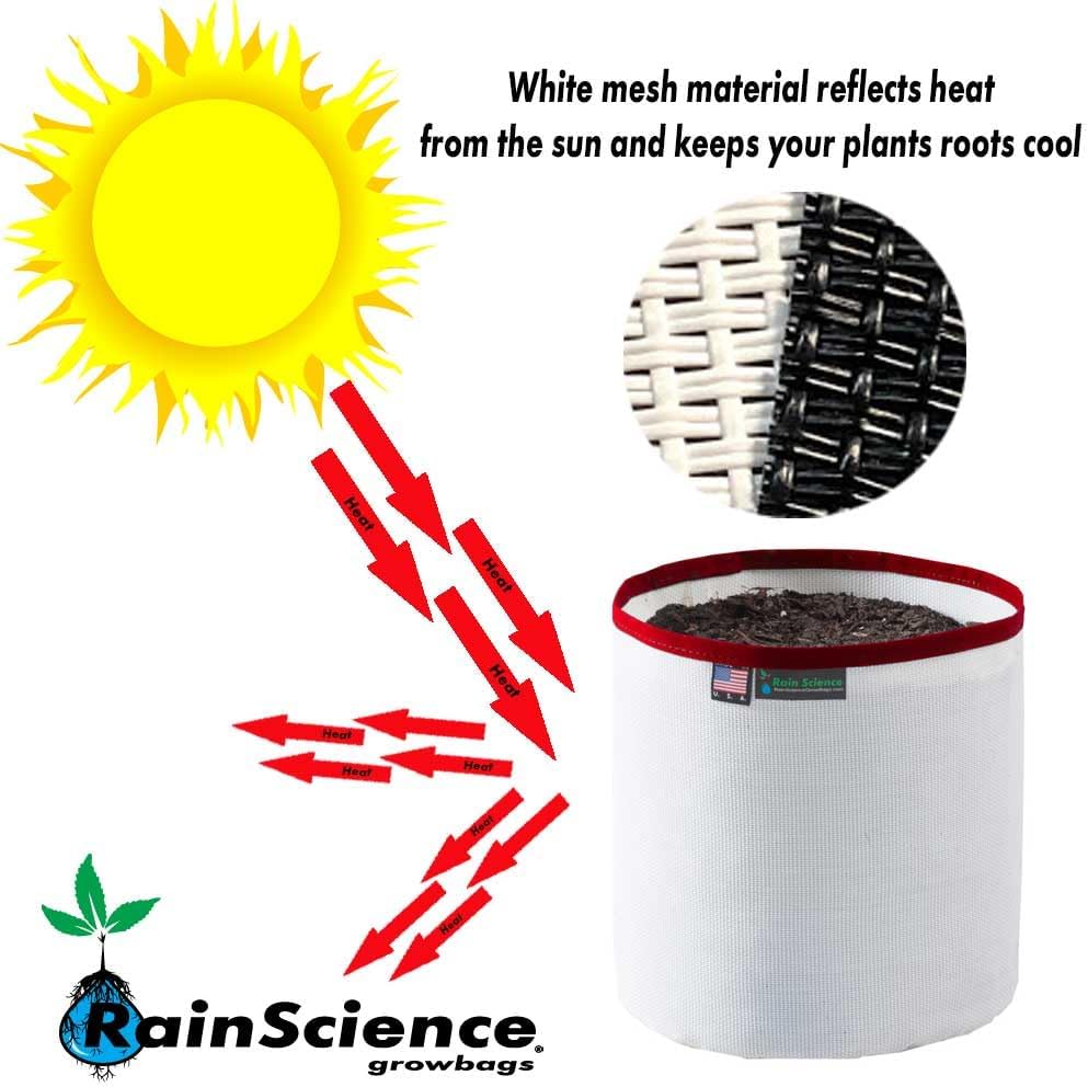 Grow Bag 3 Gallon, Planting Pots - Colorful Plant Grow Bags Pots Gardening Vegetable - Air Pruning Mesh Fabric Plant Container - (White/Red)