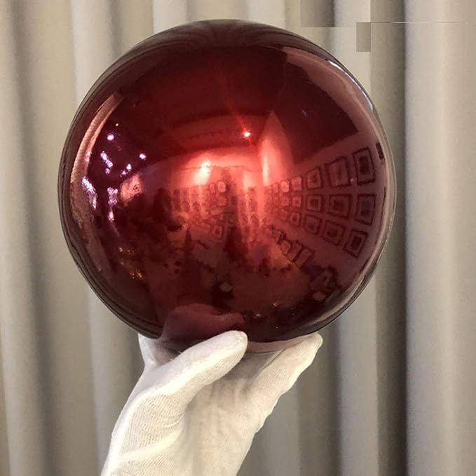 35cm/14inch Diameter Gazing Globe Mirror Ball,Red Stainless Steel Polished Reflective Smooth Garden Sphere,Colorful and Shiny Addition to Any Garden or Home