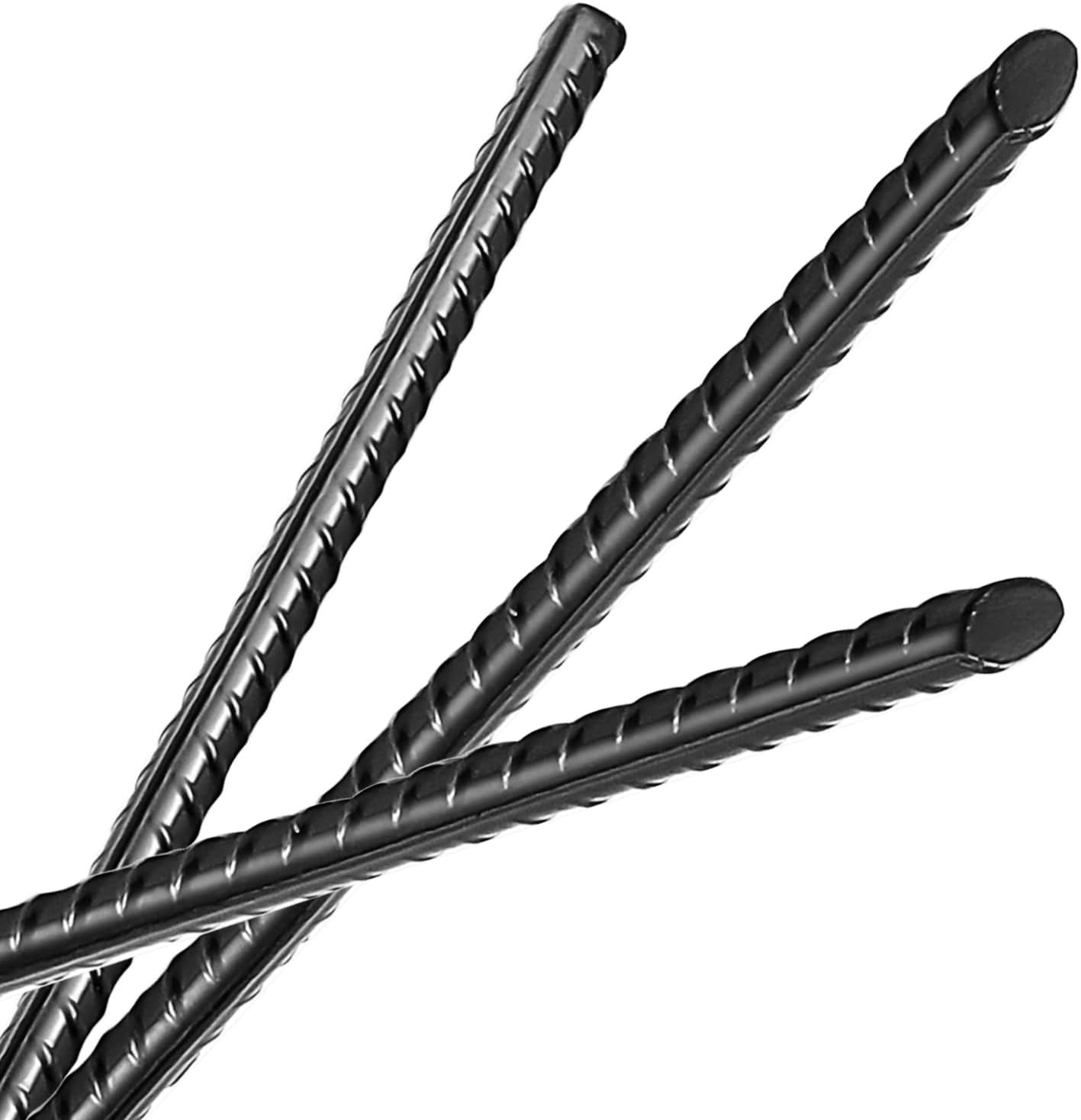 20 Pack 16 Inch Straight Rebar Stakes, 3/8" Thick Steel Heavy Duty Anchor Ground Rebar Stakes with Pointed End, Metal Garden Stakes for Landscaping Camping Concrete Forming Plant Support, Black