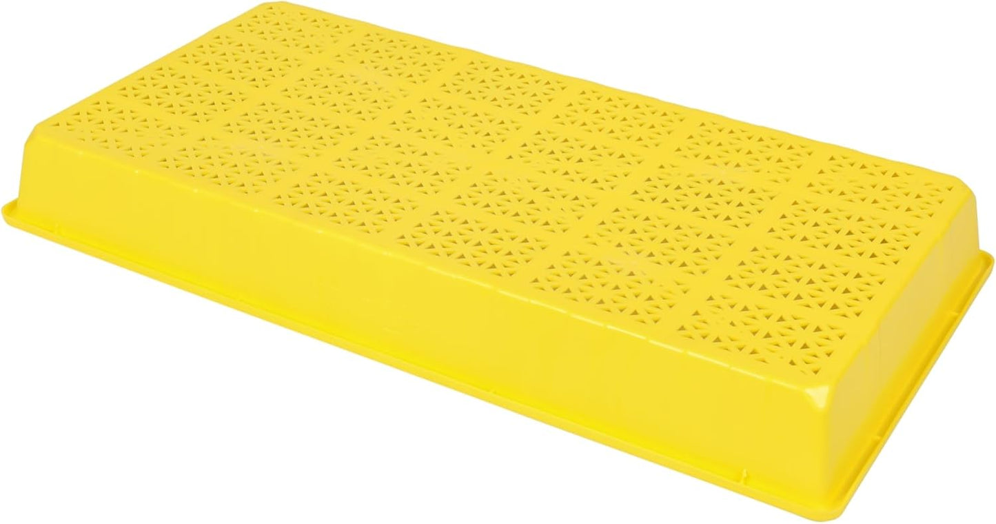 SUNPACK 10" x 20" Heavy Duty Mesh Plastic Seed Starting Tray, Yellow, 2.3" - Ensures Water Drainage and Aeration, Perfect for Greenhouses or Indoor Gardening