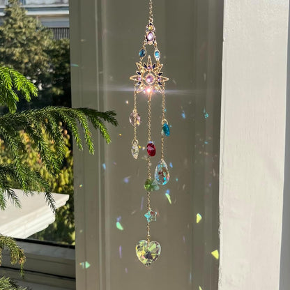 2 Pcs Crystal Hanging Ornaments, Sun & Moon Crystal Suncatcher, Hanging Crystals for Decoration, Window Ornament, Home Decoration, Ideal Gift
