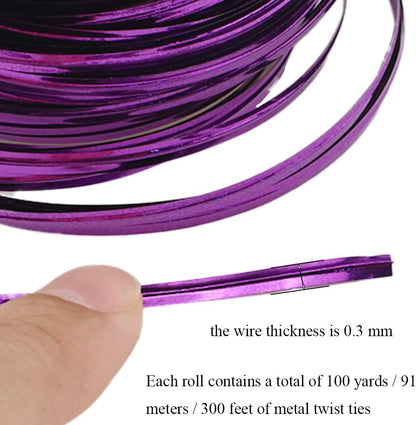 HAHIYO 100Yards/300Feet/91M Purple Metal Twist Ties Bread Candy Coffee Bag Ties Plant Garden Twist Ties for Cellophane Treat Bag Gift Wraping Bag Plastic Bag Halloween Party Cake Present Art Craft