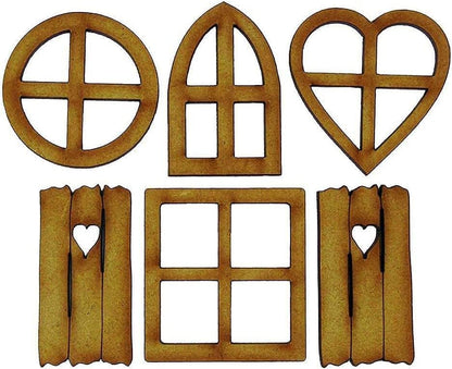 4 Pcs Wooden Fairy Garden Door and Windows Ornaments Tree Statues for Tree Trunk Yard Decoration Miniature Garden Buildings