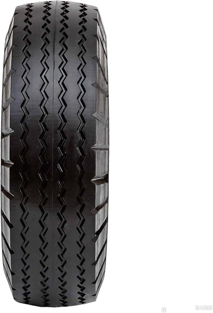 Flat Free 4.10/3.50-4 Tire with 1/2 Axle Bore, 3-4” Center Hub 10 inch Solid Tire Replacement for Hand Truck/Wagon/Garden Cart/Wheelbarrow/Dolly(Set of 2)