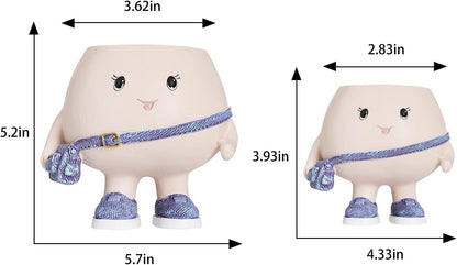Smily Face Planter Pot with Cute Bag Resin Head Planters for String of Pearls Plant Live Unique Succulent Pots with Drainage Hole for Indoor Outdoor Plants Gift IdeaI for Mother Day