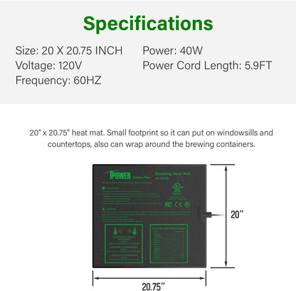 iPower 2 Pack 20" x 20.75" Seeding Heat Mat with Thermostat Temperature Adjustable Knob Durable Warm Hydroponic Plant Germination Starting Pad, Black