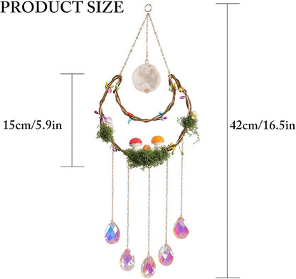 TUOKING Crystal Suncatchers for Window Hanging Mushroom Colorful Crystals Prism Pendant Sun Catchers Rainbow Maker Ornament Gift Home Garden Decoration