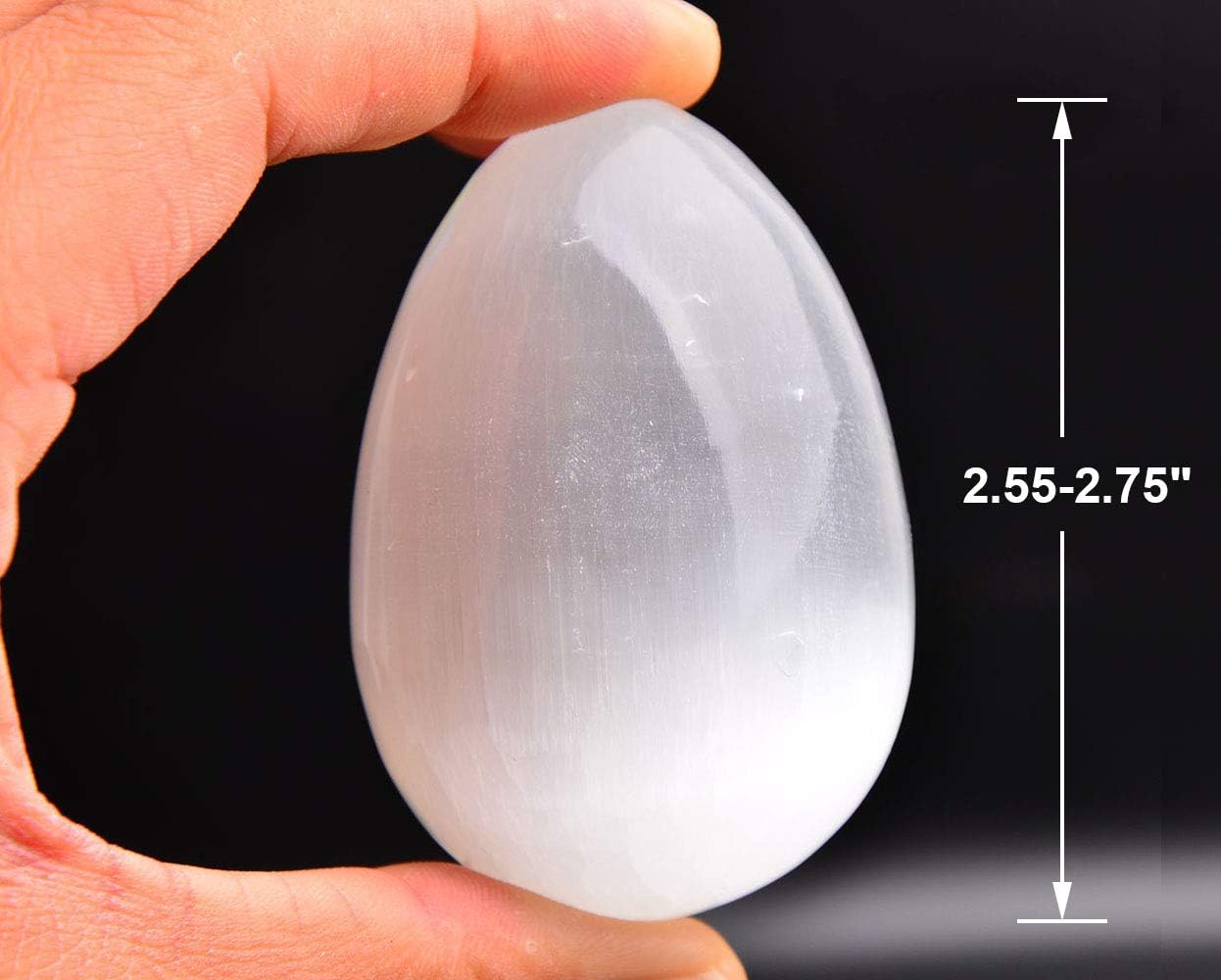 JIC Gem 4 pcs Selenite Egg-Shape Crystal Stone Large White Gemstone with Strong Healing & Calming Effects