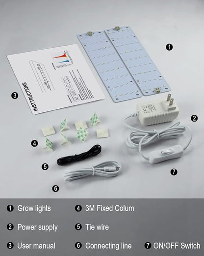 DOMMIA Plant Grow Light, 12W Ultra-Thin Plant Light, Full Spectrum with 90 LEDs, 2Pcs DIY Assembly [Grow Light] Strip for Indoor Garden Greenhouse Aquarium Hydroponic